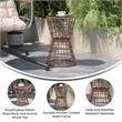 Afuera Living Indoor/Outdoor Natural Boho Rattan Rope Table with Acacia Wood Top