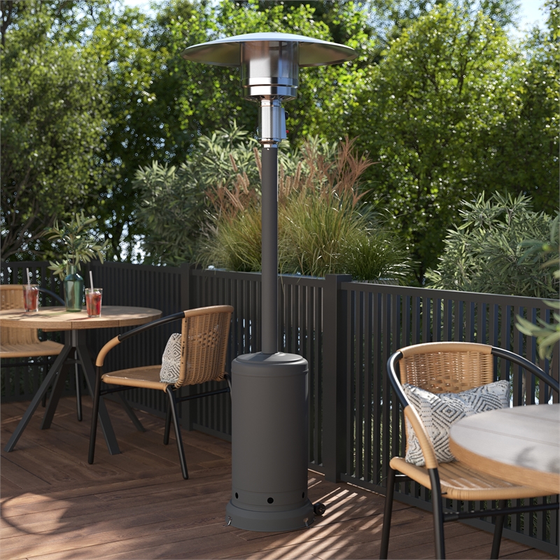 Afuera Living Outdoor Slate Gray 7.5 Feet Round Steel 40 000 BTU Patio Heater