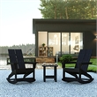Afuera Living 2 Black Dual Slat Adirondack Rocking Chairs with 1 Side Table