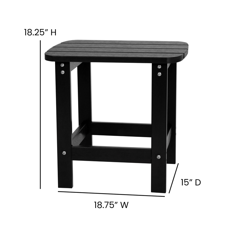 Afuera Living 2 Black Dual Slat Adirondack Rocking Chairs with 1 Side Table