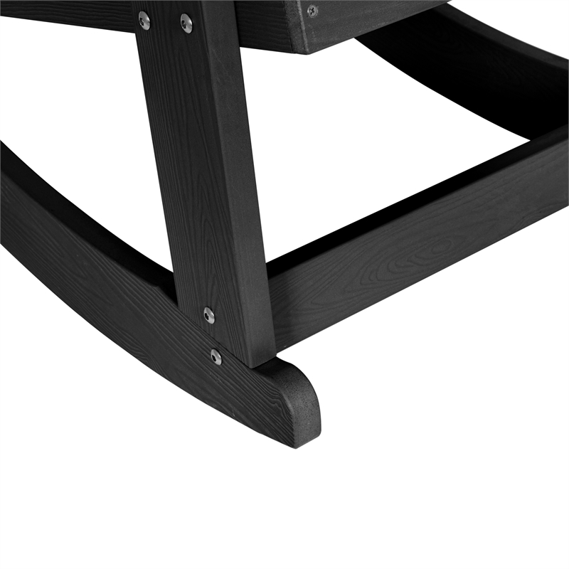 Afuera Living Indoor/Outdoor Adirondack Resin Rocking Chairs in Black - 2 Pack