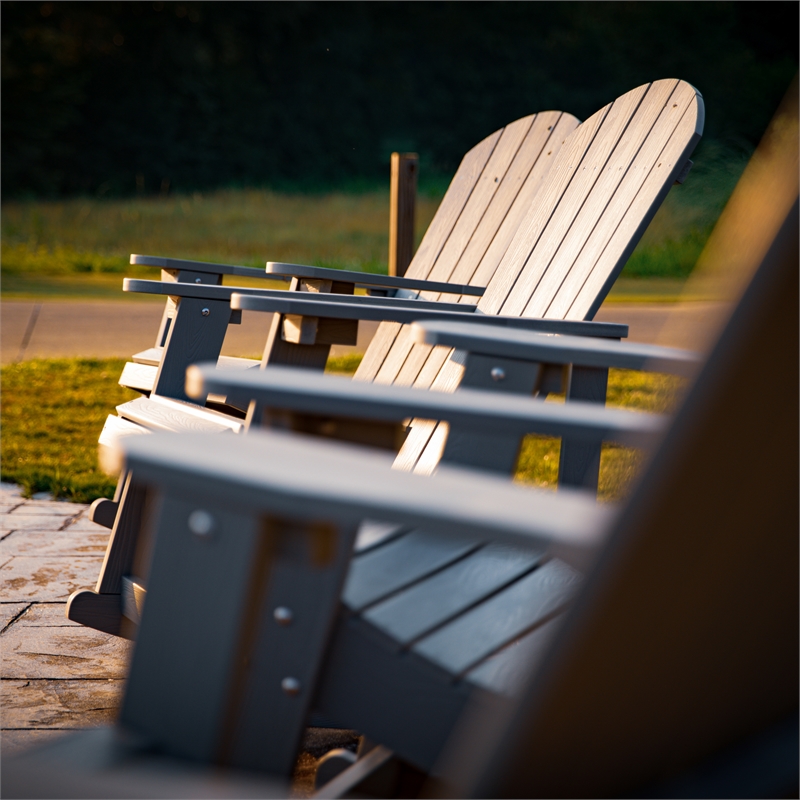 Afuera Living Indoor/Outdoor Adirondack Resin Rocking Chairs in White - 2 Pack