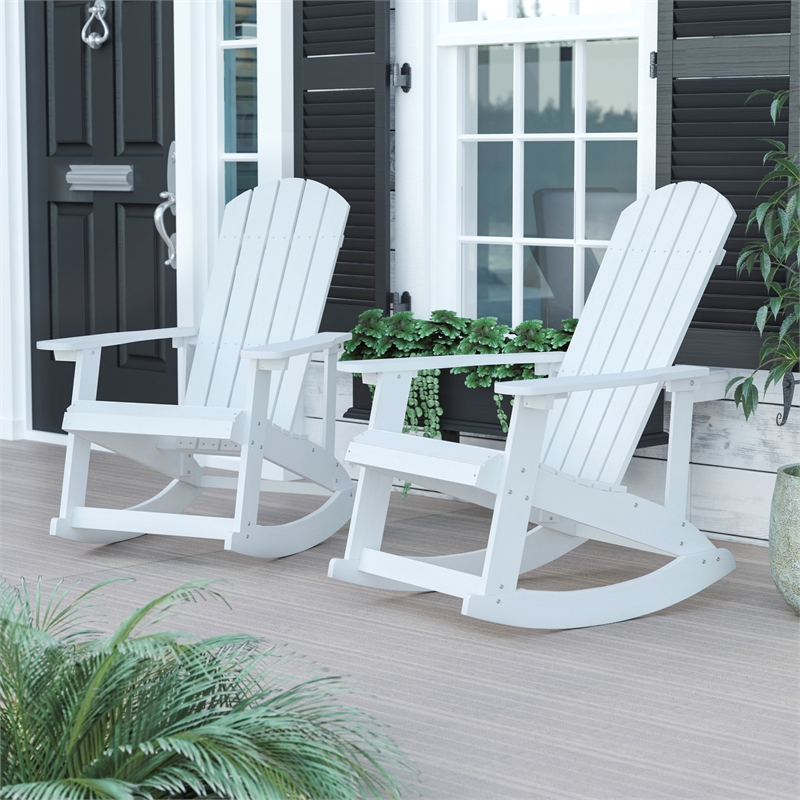 Afuera Living Indoor/Outdoor Adirondack Resin Rocking Chairs in Navy - 2 Pack