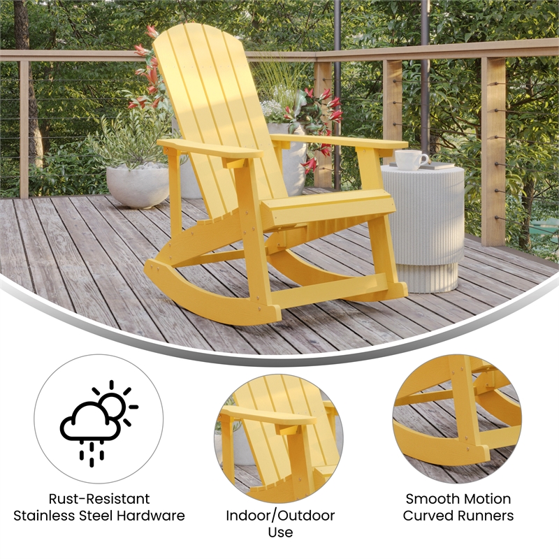 Afuera Living Indoor/Outdoor Adirondack Resin Rocking Chairs in White - 2 Pack