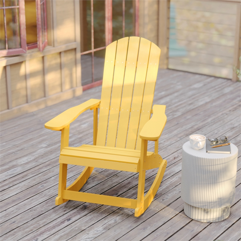 Afuera Living Indoor/Outdoor Adirondack Resin Rocking Chairs in White - 2 Pack