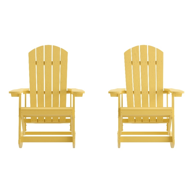 Afuera Living Indoor/Outdoor Adirondack Resin Rocking Chairs in White - 2 Pack