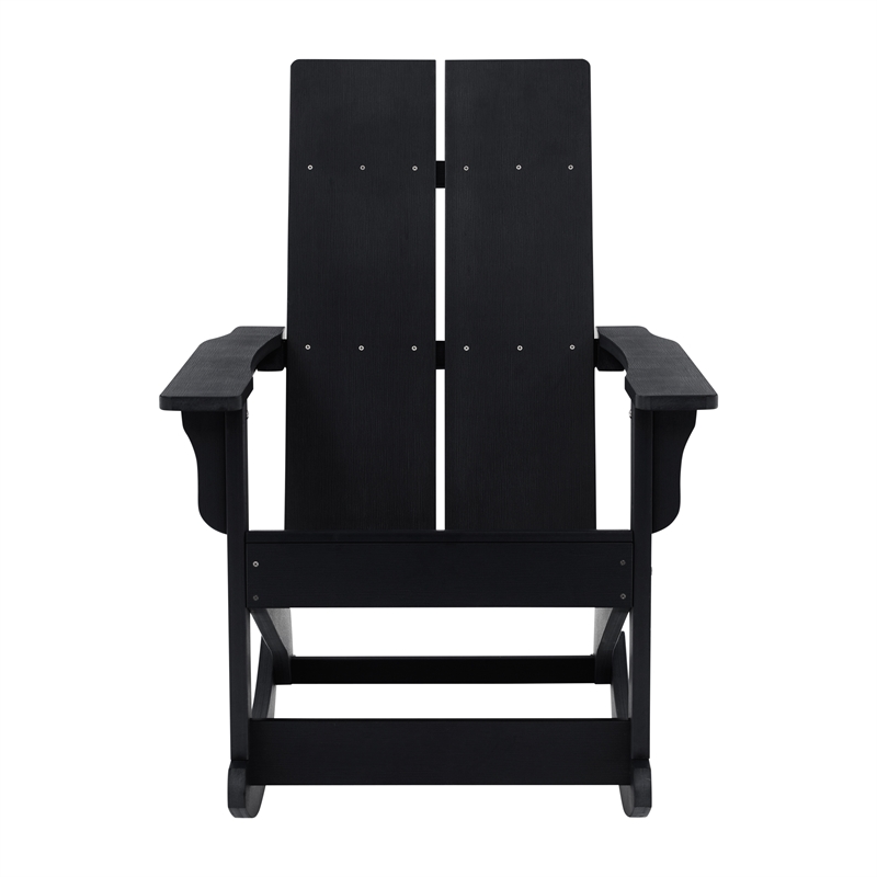 Afuera Living Indoor/Outdoor 2-Slat Adirondack Resin Rockers in Black - Set of 2