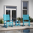 Afuera Living 3pc Indoor/Outdoor Set with 2 Rocking Chairs & End Table in Blue