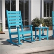 Afuera Living 3pc Indoor/Outdoor Set with 2 Rocking Chairs & End Table in Blue