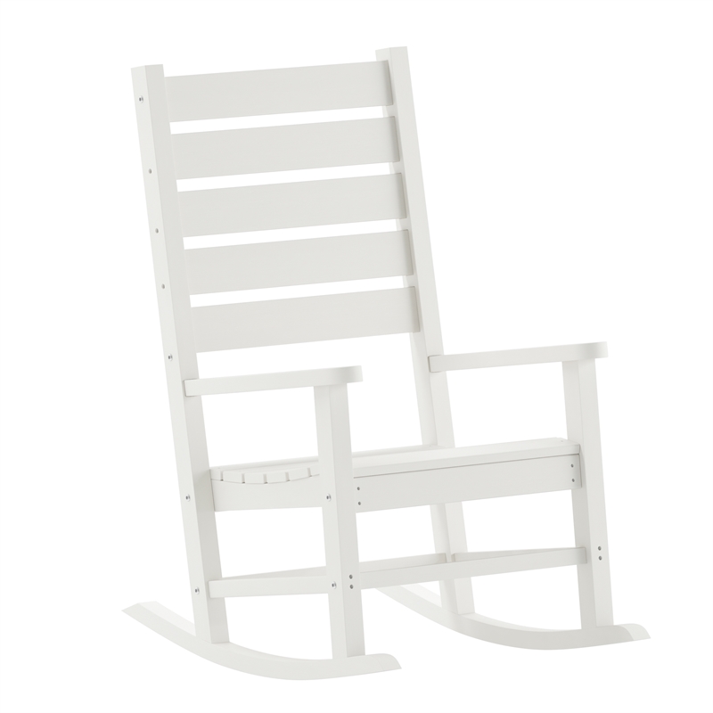 Afuera Living 3pc Indoor/Outdoor Set with 2 Rocking Chairs & End Table in White