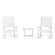Afuera Living 3pc Indoor/Outdoor Set with 2 Rocking Chairs & End Table in White