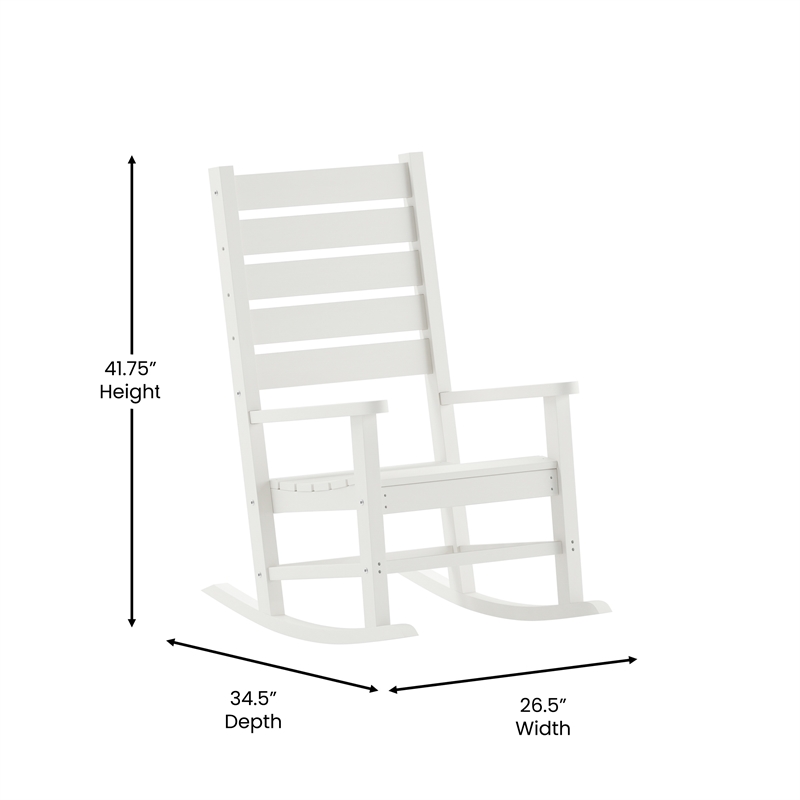Afuera Living 3pc Indoor/Outdoor Set with 2 Rocking Chairs & End Table in White
