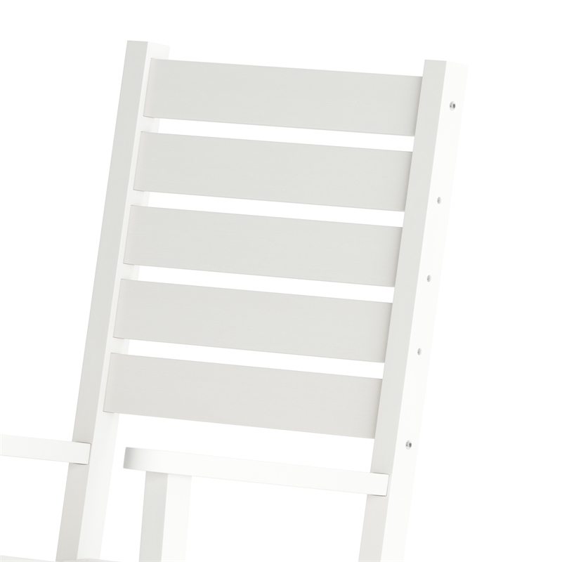 Afuera Living 3pc Indoor/Outdoor Set with 2 Rocking Chairs & End Table in White