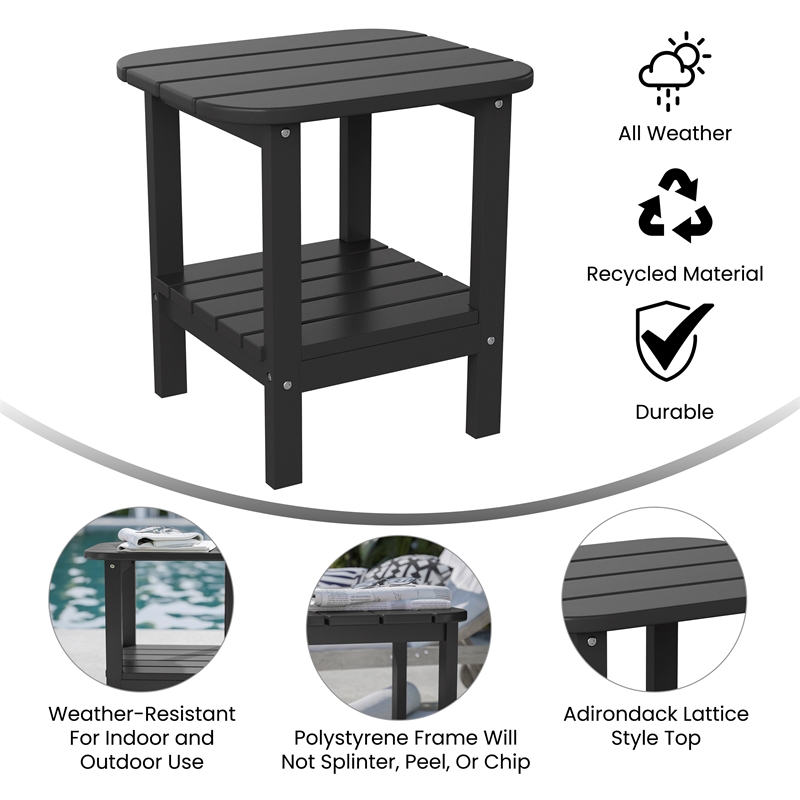 Afuera Living All-Weather Adirondack Patio Side Table in Black