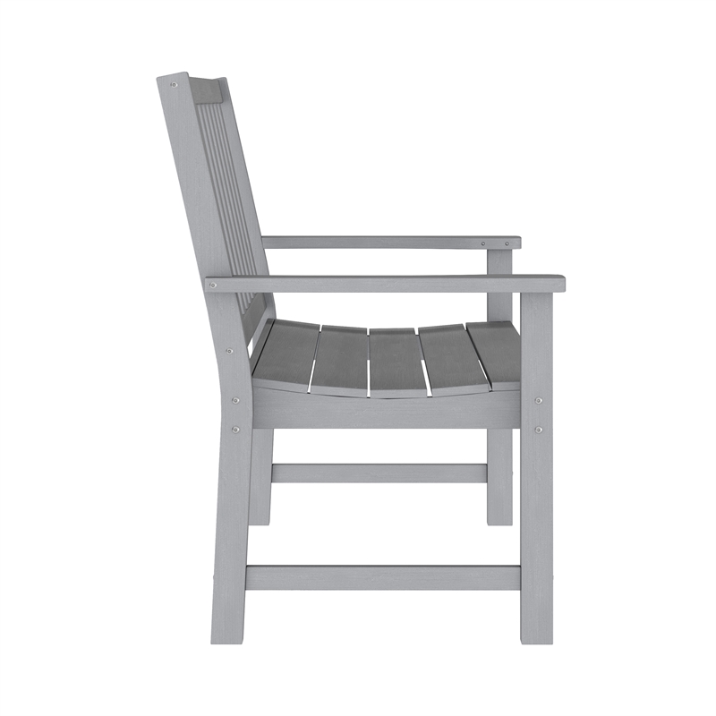Afuera Living Heavy Duty Recycled HDPE Bench with Curved Seat in Gray