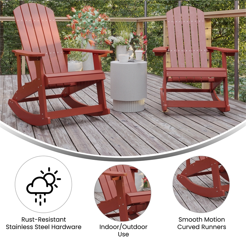 Afuera Living Indoor/Outdoor Adirondack Resin Rocking Chairs in White - 2 Pack