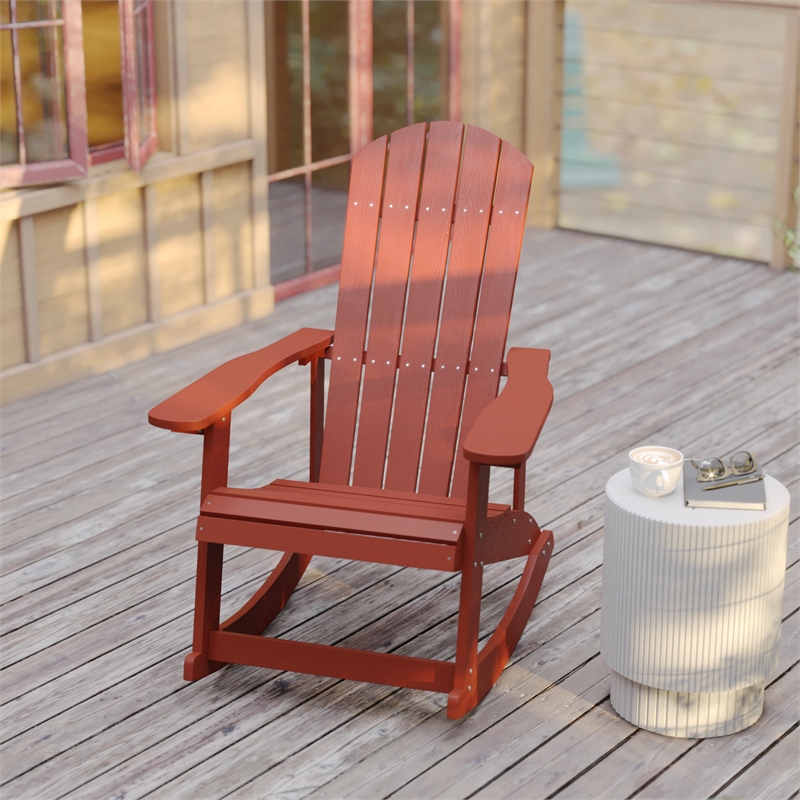 Afuera Living Indoor/Outdoor Adirondack Resin Rocking Chairs in White - 2 Pack