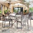Afuera Living All-Weather Gray Resin Patio Stack Chair with Slatted Backrest