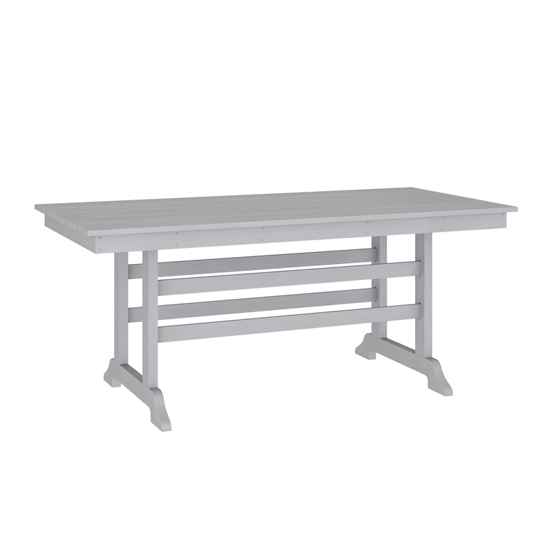 Afuera Living All Weather Adirondack Table & 6 Chairs with Cupholders in Gray