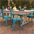 Afuera Living Distressed Blue Metal Indoor-Outdoor Stackable Chair