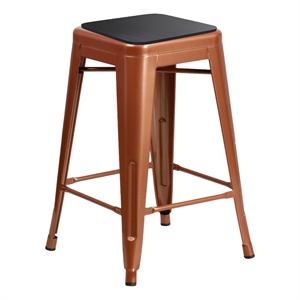 Afuera Living Indoor/Outdoor Backless Bar Stools with Poly Seats - Copper/Black