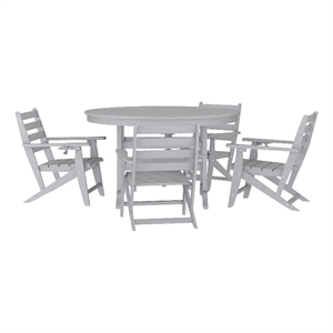 Afuera Living All Weather Adirondack Table & 4 Chairs with Cupholders in Gray