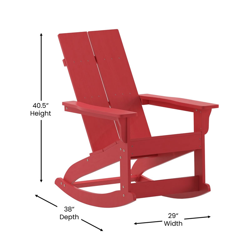 Afuera Living Indoor/Outdoor 2-Slat Adirondack Resin Rockers in Red - Set of 2