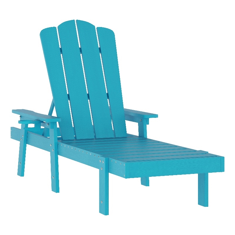 Afuera Living All-Weather Adjustable Lounge Chair with Fold Out Cupholder - Blue