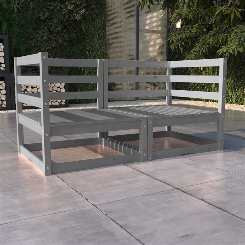 Afuera Living Contemporary Solid Pinewood Modular Garden Sofa in Gray