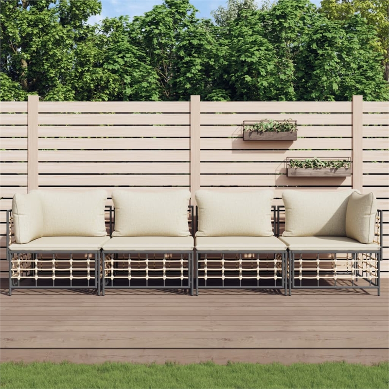 Afuera Living Poly Rattan Medium Modular Garden Lounge Set in Charcoal