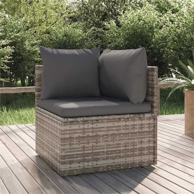 Afuera Living Corner Sofa PE Rattan & Powder-Coated Steel in Gray