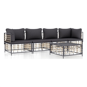 Afuera Living Poly Rattan Large Modular Garden Lounge Set in Dark Gray
