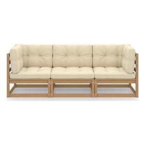 Afuera Living Solid Pinewood & Polyster Fabric Garden Sofa in Honey Brown
