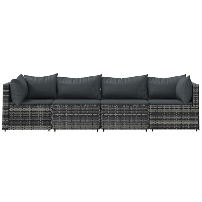 Afuera Living Rattan & Powder-Coated Steel & Polyester Patio Lounge Set in Gray