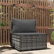 Afuera Living PE Rattan & Powder-Coated Steel & Fabric Patio Middle Sofa in Gray