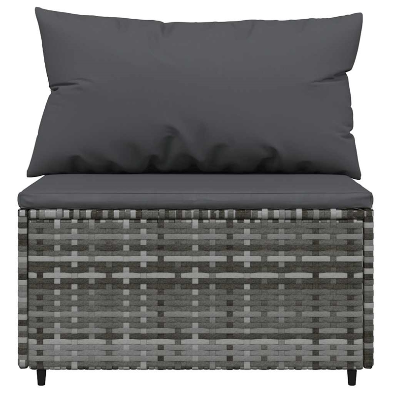 Afuera Living PE Rattan & Powder-Coated Steel & Fabric Patio Middle Sofa in Gray