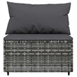 Afuera Living PE Rattan & Powder-Coated Steel & Fabric Patio Middle Sofa in Gray