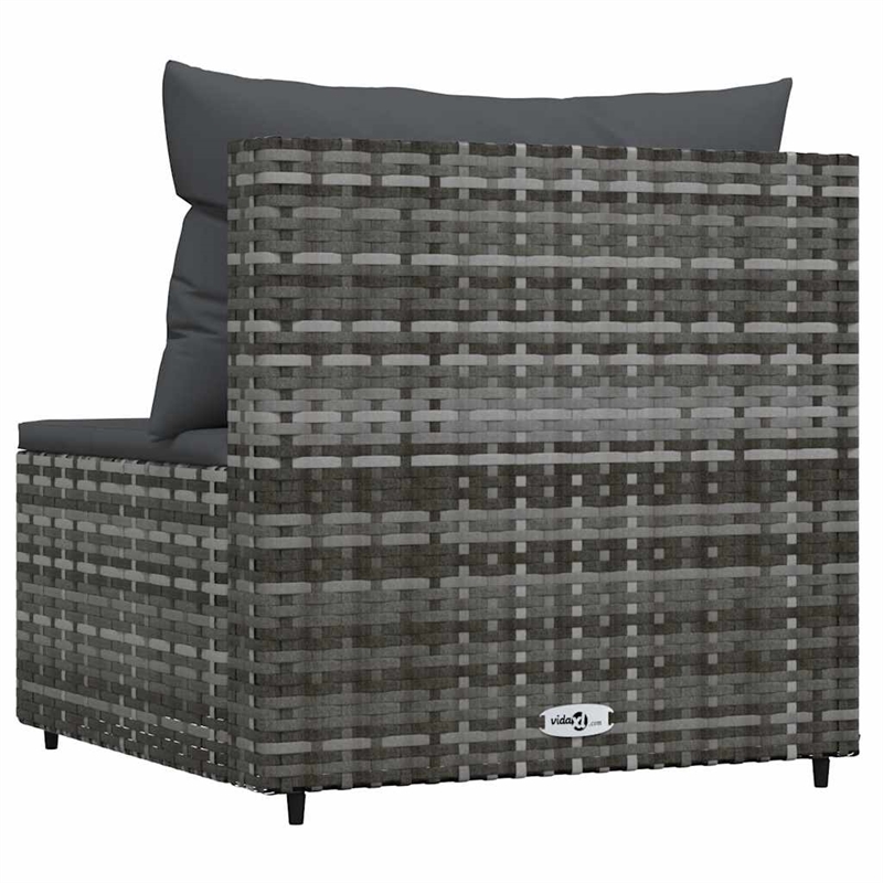 Afuera Living PE Rattan & Powder-Coated Steel & Fabric Patio Middle Sofa in Gray