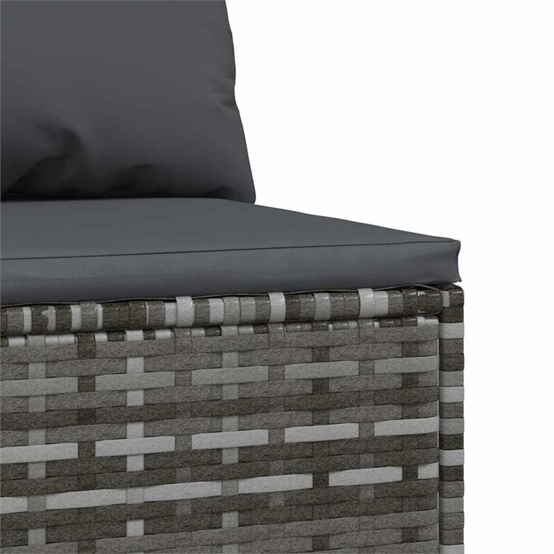Afuera Living PE Rattan & Powder-Coated Steel & Fabric Patio Middle Sofa in Gray