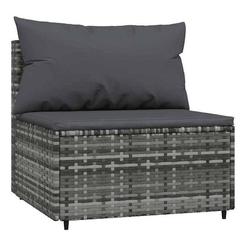 Afuera Living PE Rattan & Powder-Coated Steel & Fabric Patio Middle Sofa in Gray