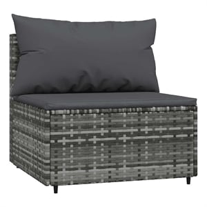 Afuera Living PE Rattan & Powder-Coated Steel & Fabric Patio Middle Sofa in Gray