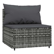 Afuera Living PE Rattan & Powder-Coated Steel & Fabric Patio Middle Sofa in Gray