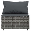 Afuera Living Contemporary Synthetic Poly Rattan Patio Middle Sofa in Gray