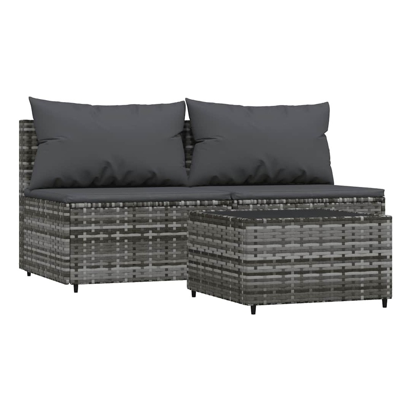 Afuera Living PE Rattan Compact Adjustable Feet Patio Lounge Set in Gray