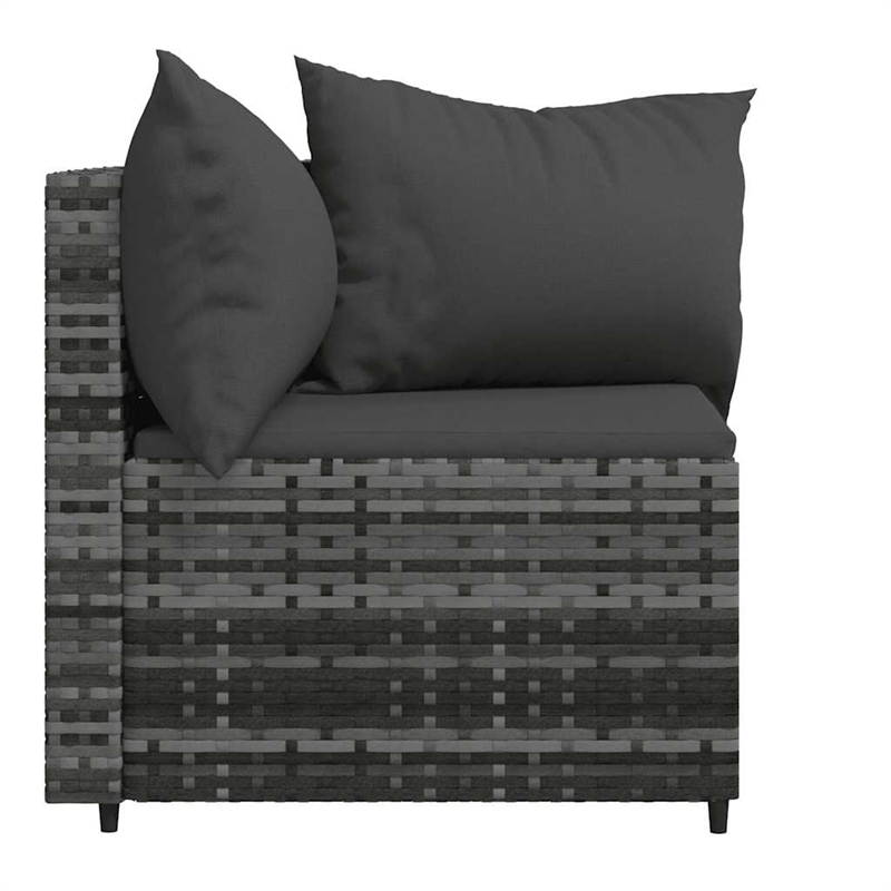 Afuera Living Contemporary Synthetic Poly Rattan Patio Corner Sofa in Gray