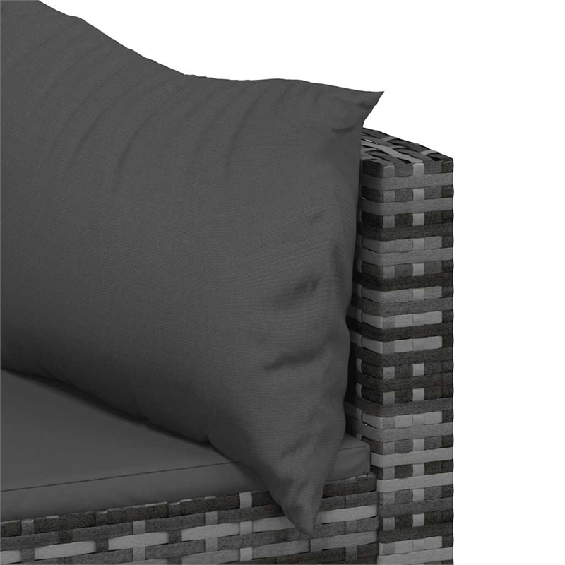 Afuera Living Contemporary Synthetic Poly Rattan Patio Corner Sofa in Gray