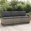 Afuera Living 3-Seater Poly Rattan Large Adjustable Feet Garden Sofa in Gray