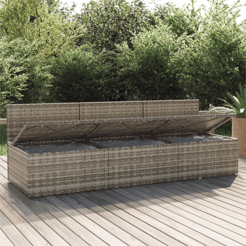 Afuera Living 3-Seater Poly Rattan Large Adjustable Feet Garden Sofa in Gray