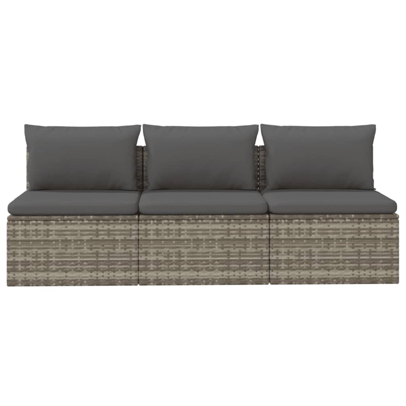 Afuera Living 3-Seater Poly Rattan Large Adjustable Feet Garden Sofa in Gray