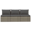 Afuera Living 3-Seater Poly Rattan Large Adjustable Feet Garden Sofa in Gray